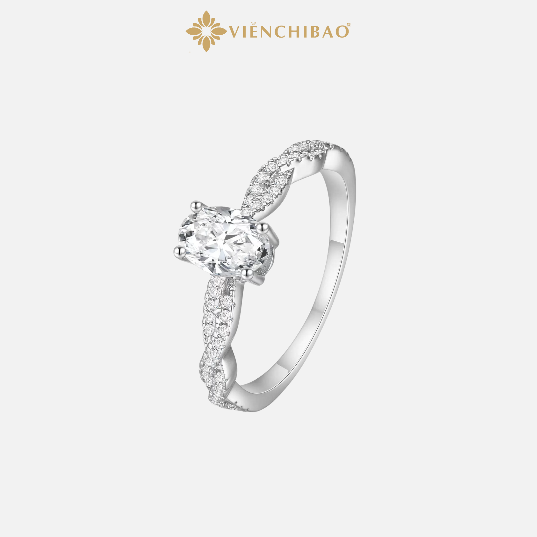 NHẪN XOẮN ĐÍNH ĐÁ CUBIC ZIRCONIA - VIỄN CHÍ BẢO - N0068
