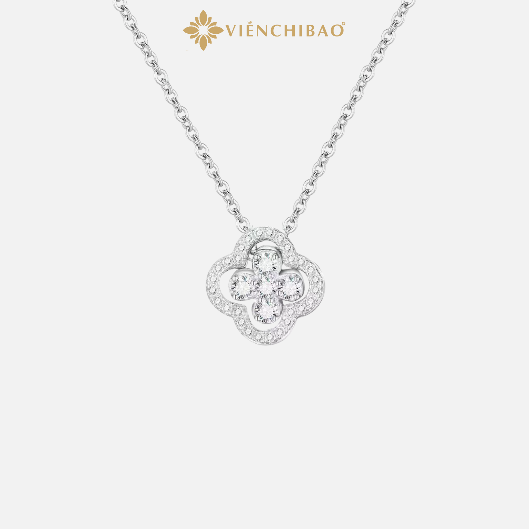 Dây chuyền cỏ 4 lá đính đá