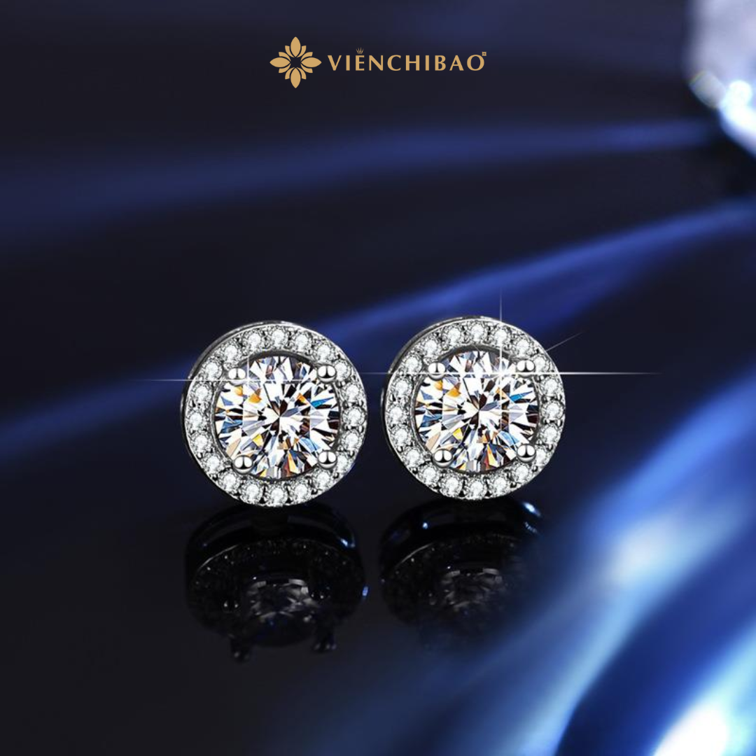 Bông Tai Tròn Moissanite