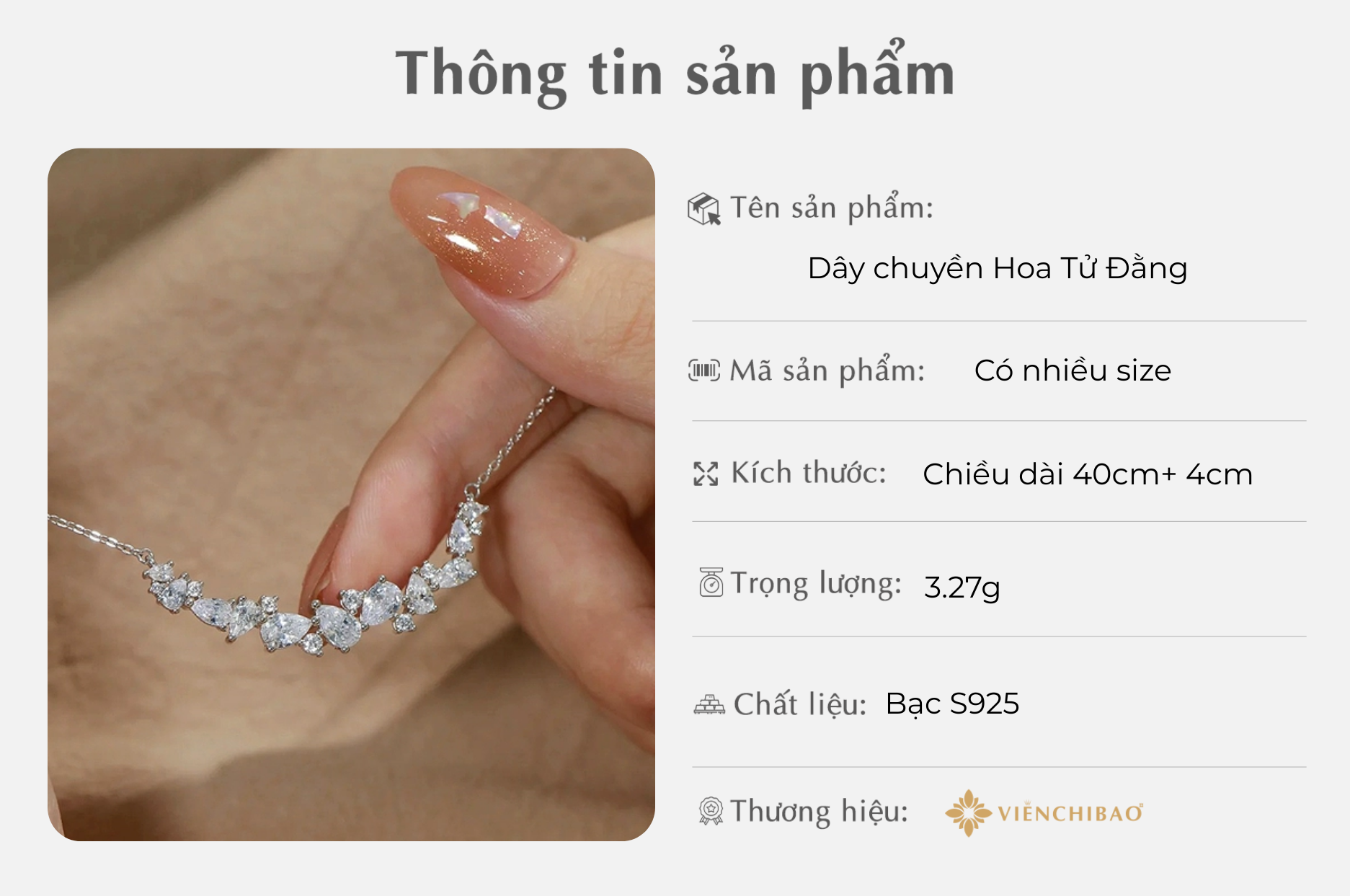 DÂY CHUYỀN HOA TỬ ĐẰNG - VIỄN CHÍ BẢO - D000994 1 Chi tiết Dây Chuyền Hoa Tử Đằng