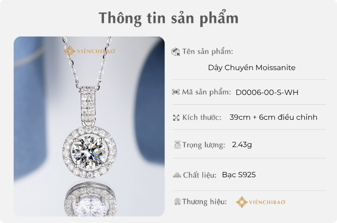Dây Chuyền Moissanite 6.5Li Bạc Ý - Viễn Chí Bảo | D0006-00-S-WH 1 D401097 Done 12