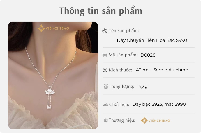 DÂY CHUYỀN LIÊN HOA BẠC S990 VIỄN CHÍ BẢO - D0028 1 D401097 Done 43