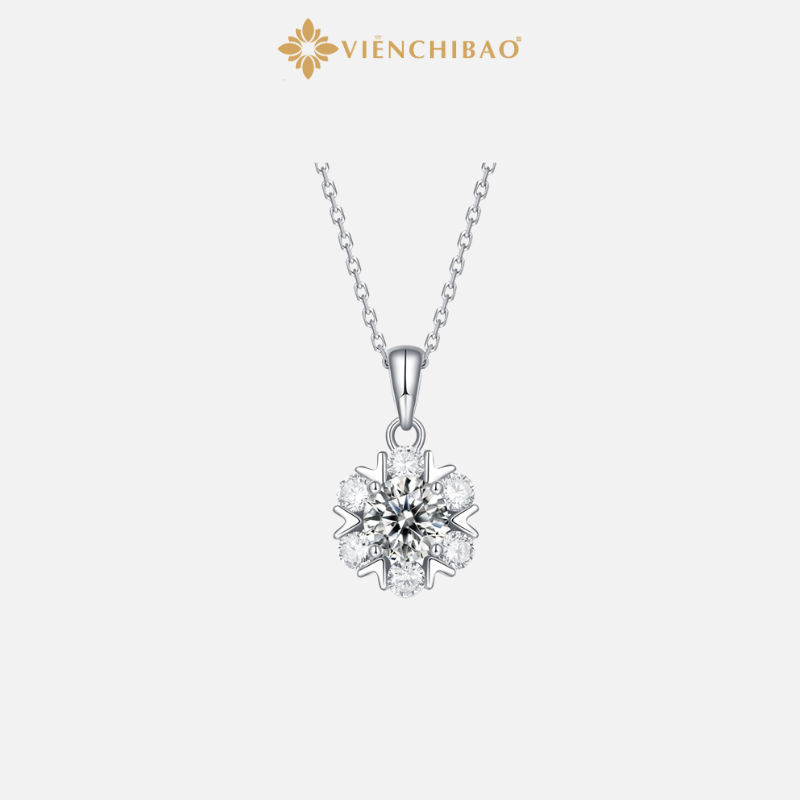 Dây chuyền hình bông tuyết moissanite 5li - Viễn Chí Bảo - D0007