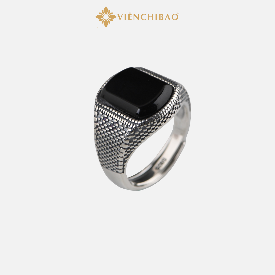 NHẪN MẶT ĐÁ ĐEN CỠ LỚN - VIỄN CHÍ BẢO N100005