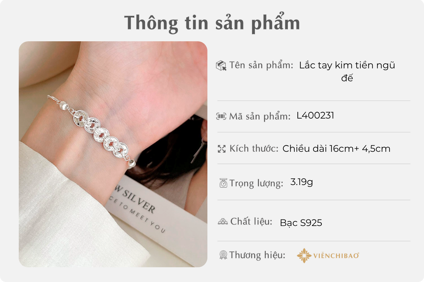 LẮC TAY KIM TIỀN NGŨ ĐẾ - VIỄN CHÍ BẢO - L400231 1 Lắc tay kim tiền ngũ đế