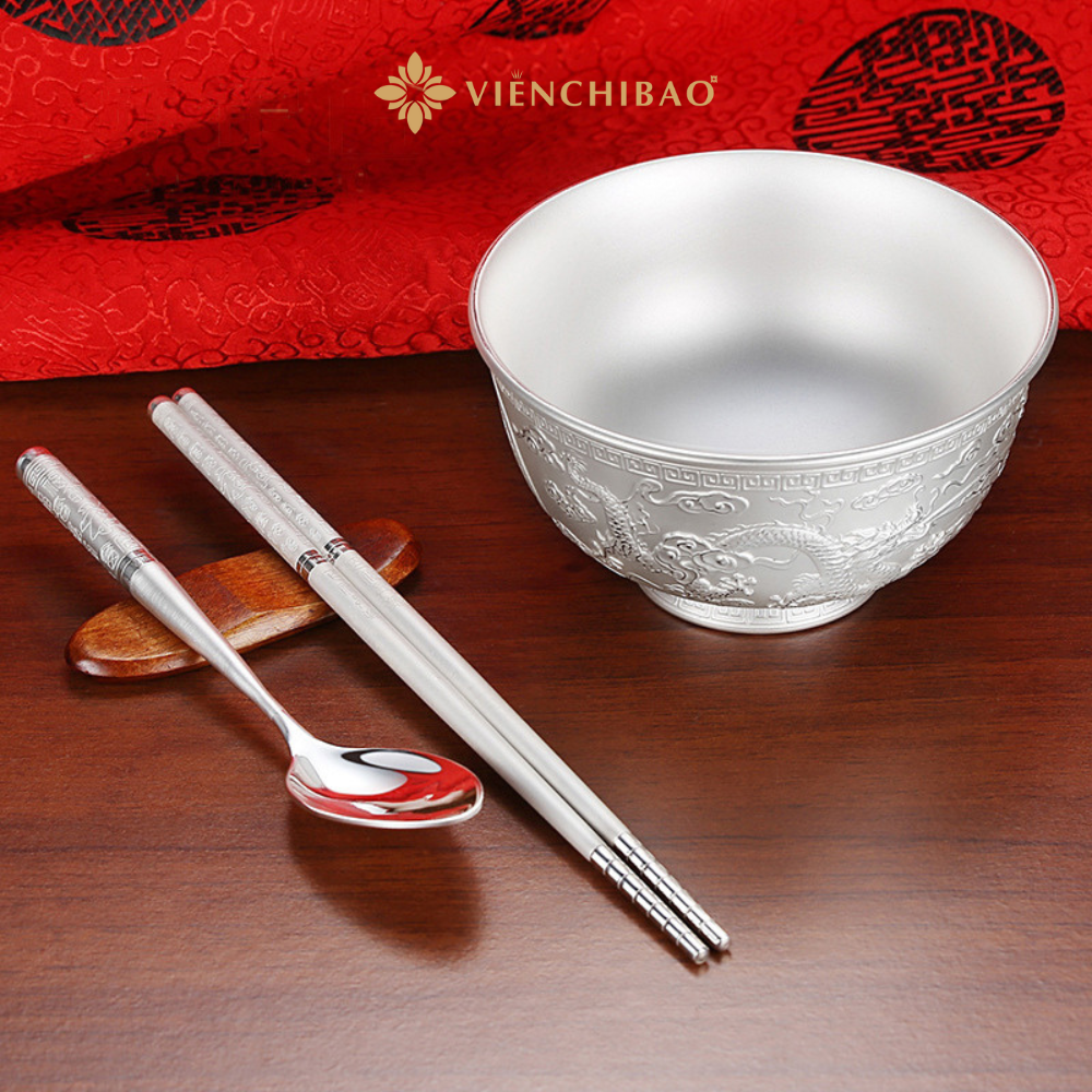 Bộ Bát - Đũa - Thìa Thiên Long Bạc S999 1 38
