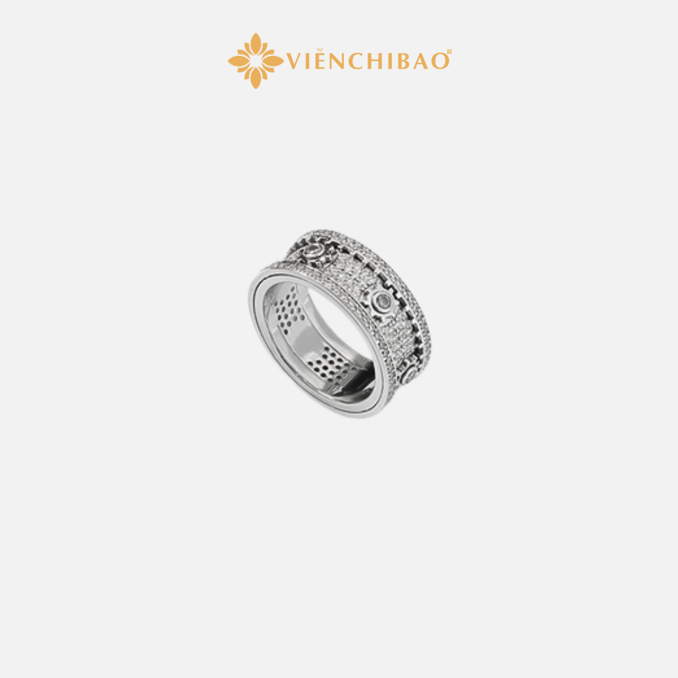 Nhẫn xoay răng cưa đính đá cz - Viễn Chí Bảo - N0024