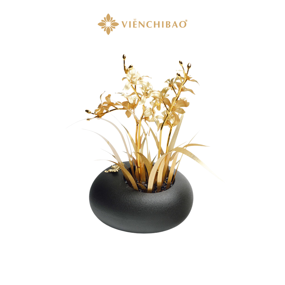 Chậu Lan Kim Phúc An Nhiên Mạ Vàng - Viễn Chí Bảo 1 Chau lan 1