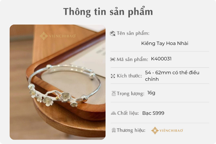 KIỀNG TAY HOA NHÀI S999 BẢN KÍN - VIỄN CHÍ BẢO - K400031 1 D401097 Done 5 3