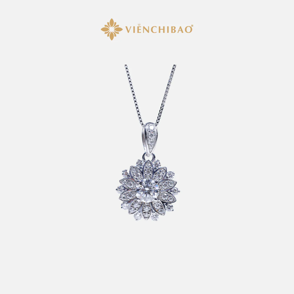 MẶT DÂY CHUYỀN HOA HƯỚNG DƯƠNG ĐÁ MOISSANITE 6.3LI - VIỄN CHÍ BẢO - M0003