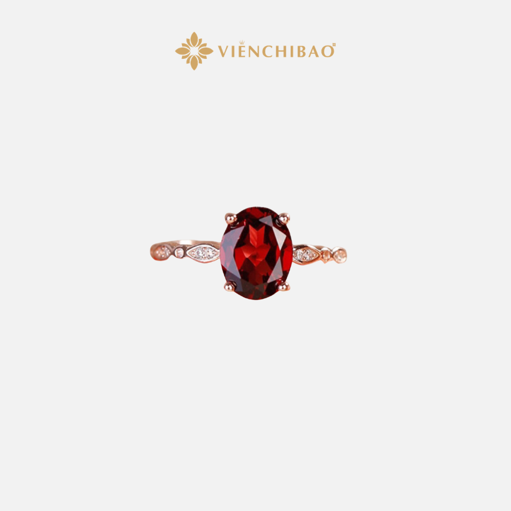 NHẪN NGỌC HỒNG LỰU ĐÁ GARNET OVAL - VIỄN CHÍ BẢO - N464002