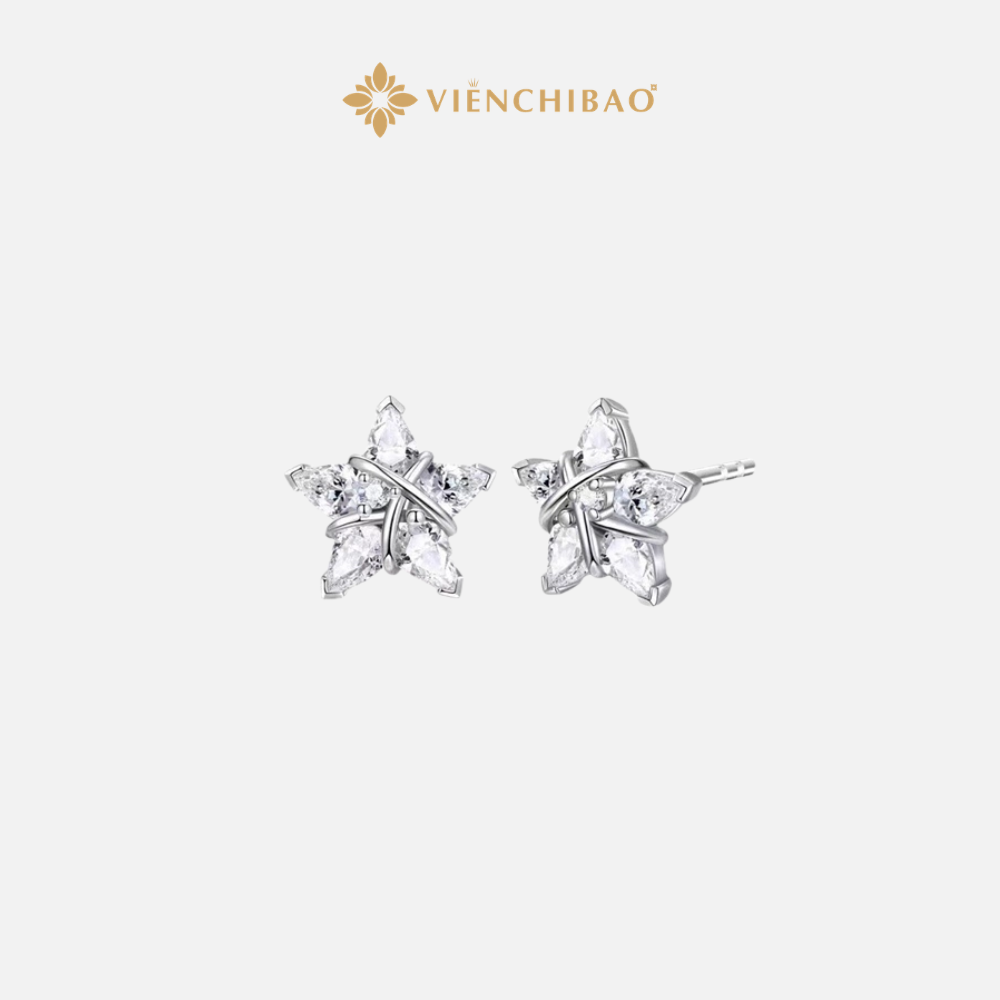 BÔNG TAI NGÔI SAO DỆT ĐÍNH ĐÁ ZIRCON - VIỄN CHÍ BẢO - B400147