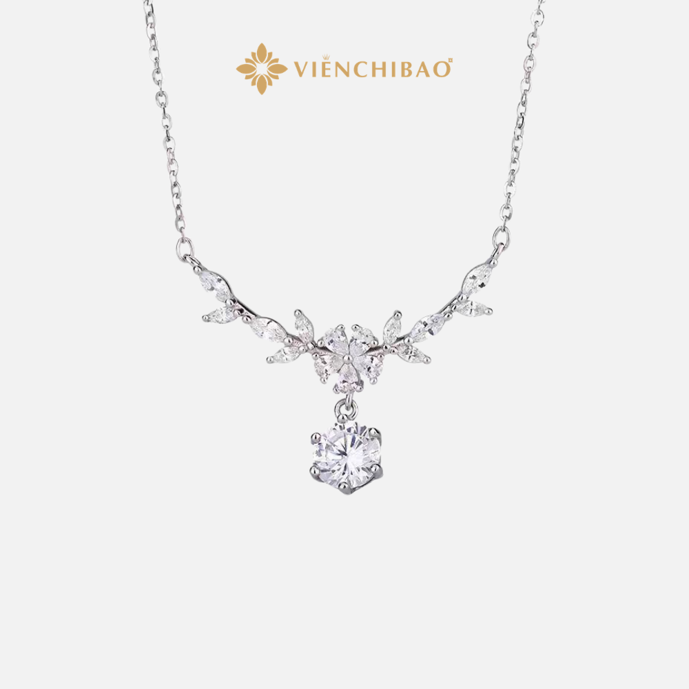 DÂY CHUYỀN HOA ANH ĐÀO ĐÍNH ĐÁ MOISSANITE 6.5LI - VIỄN CHÍ BẢO - D400359