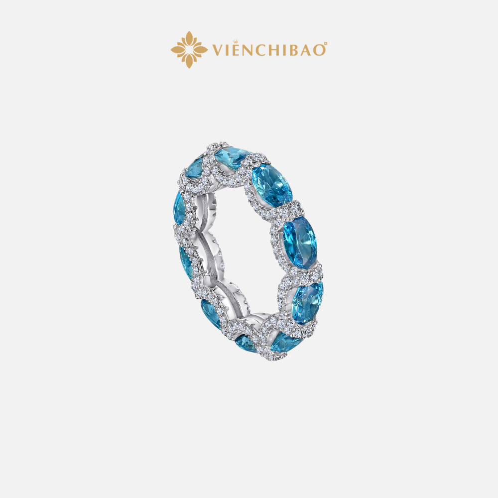 NHẪN TÀNG HÌNH ĐÁ CZ XANH DƯƠNG - VIỄN CHÍ BẢO - N0038