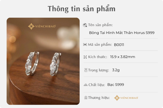 BÔNG TAI HÌNH MẮT THẦN HORUS S999 - VIỄN CHÍ BẢO - B0011 1 D401097 Done 24