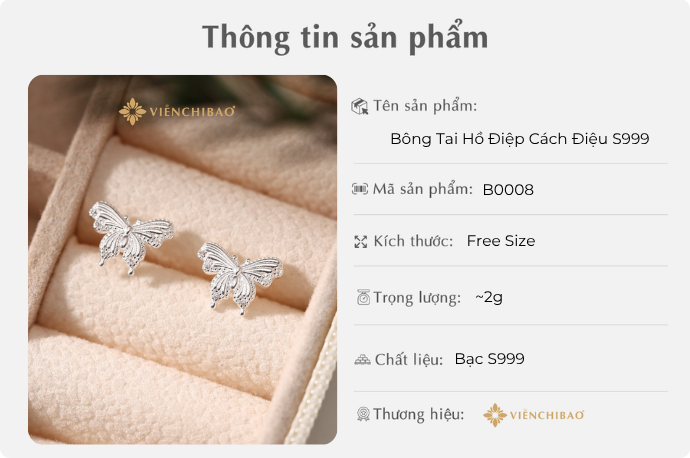 BÔNG TAI HỒ ĐIỆP CÁCH ĐIỆU S999 - VIỄN CHÍ BẢO - B0008 1 D401097 Done 28