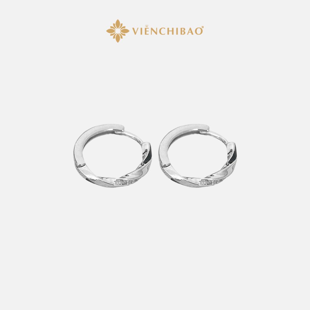 BÔNG TAI HÌNH MOBIUS ĐÍNH ĐÁ CZ S925 - VIỄN CHÍ BẢO - B0006
