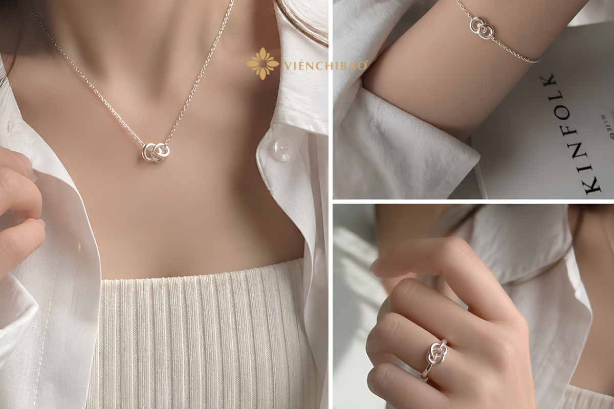 Bạc Cao Cấp: Đặc Điểm, Giá Trị Và Bí Quyết Lựa Chọn Trang Sức Chuẩn 3 Trang sức bạc cao cấp phối cùng trang phục hiện đại, tạo tổng thể thanh lịch, tinh tế và phù hợp với nhiều phong cách.